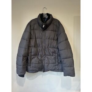 Andrew‎ Marc Men's L Gray Jacket Puffer Hoodless Acrylic Sleeve Heavy Full Zip